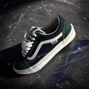 Vans Men's Dark Green and White Sneakers